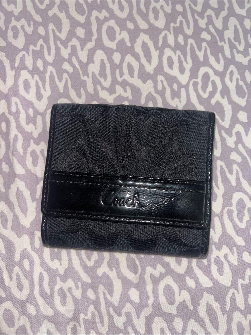 Coach Black Signature Compact Card Holder